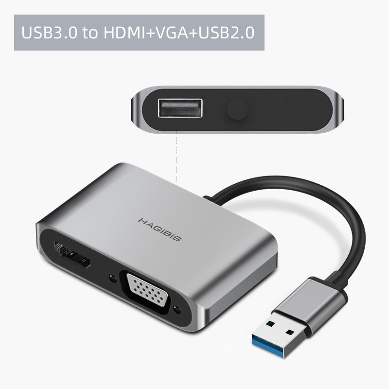 USB 3.0 to HDMI VGA Adapter Hagibis