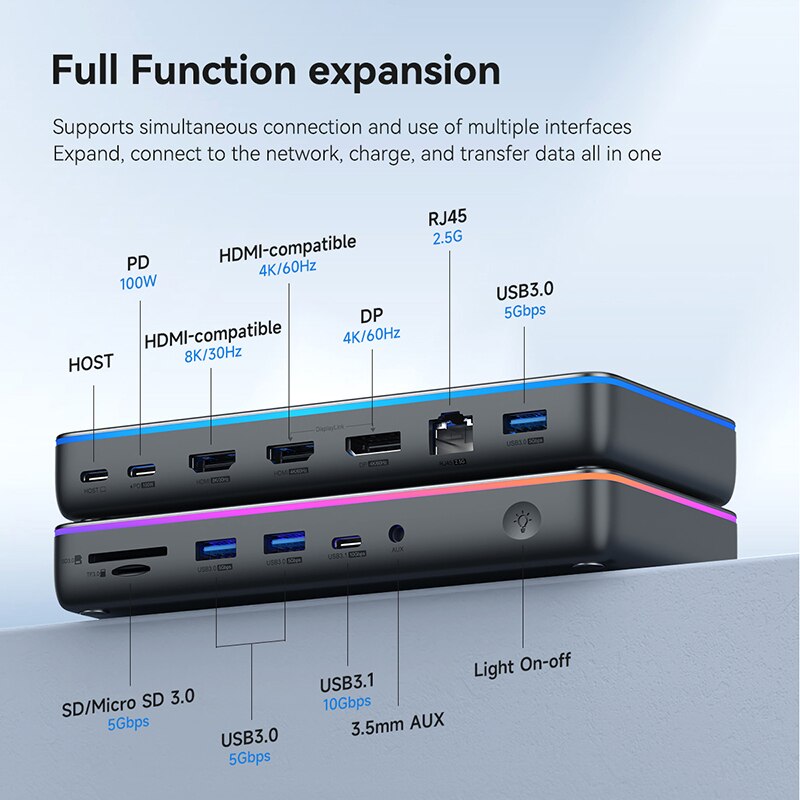 DisplayLink USB C Docking Station HAGIBIS