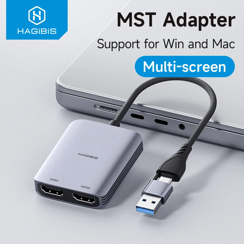 USB-A/C to HDMI Adapter MST Dual Monitor Hagibis