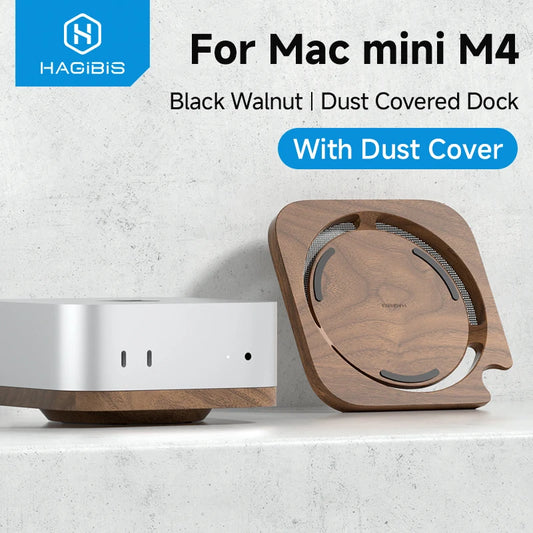 Wood Stand for Mac mini M4 with Dust Cover Hagibis