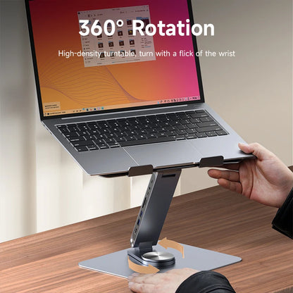 Adjustable Aluminum Laptop Stand with USB C Dock