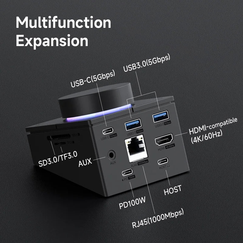 Knob USB C Hub With Shortcut Buttons Hagibis