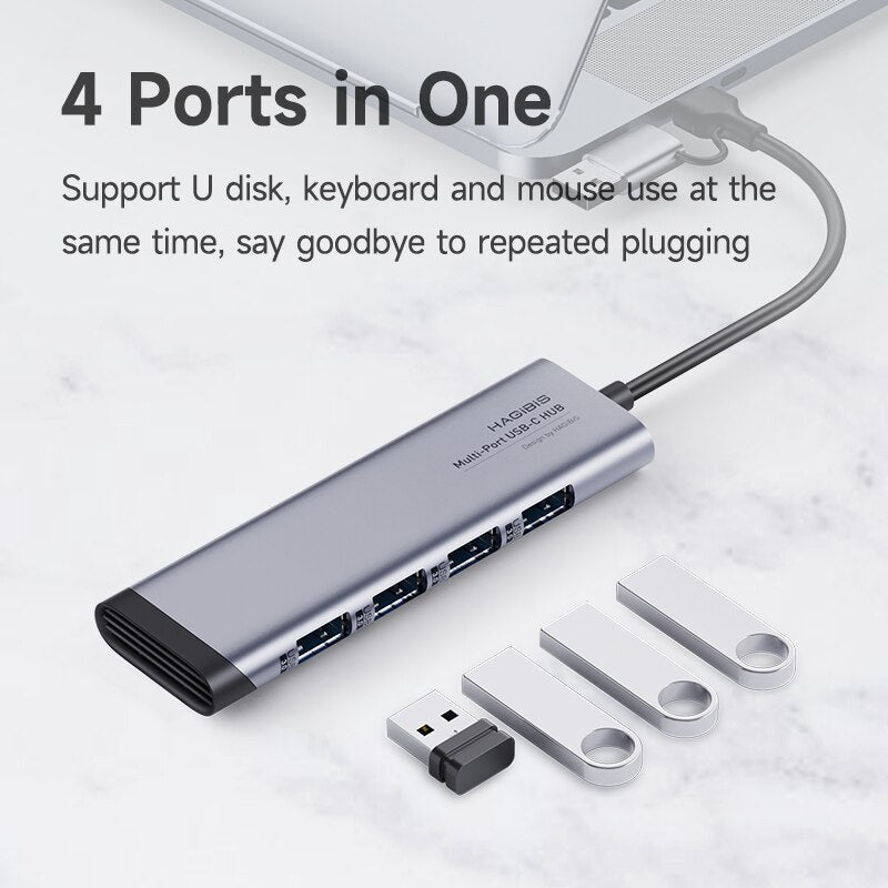 Dual Interface 4 in 1 USB C Hub HAGIBIS