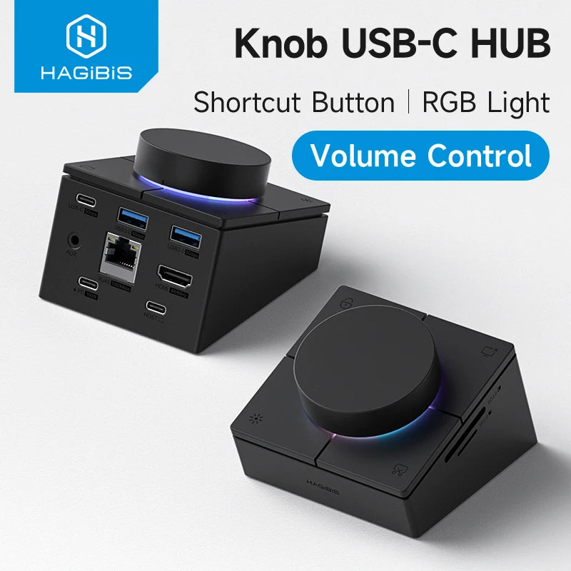 Knob USB C Hub With Shortcut Buttons Hagibis