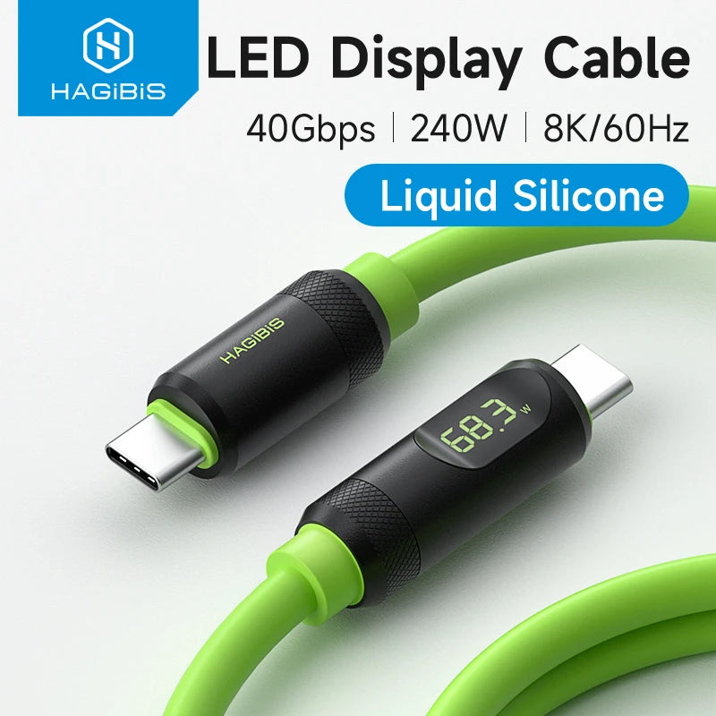 USB C Cable with LED Display USB4 HAGIBIS