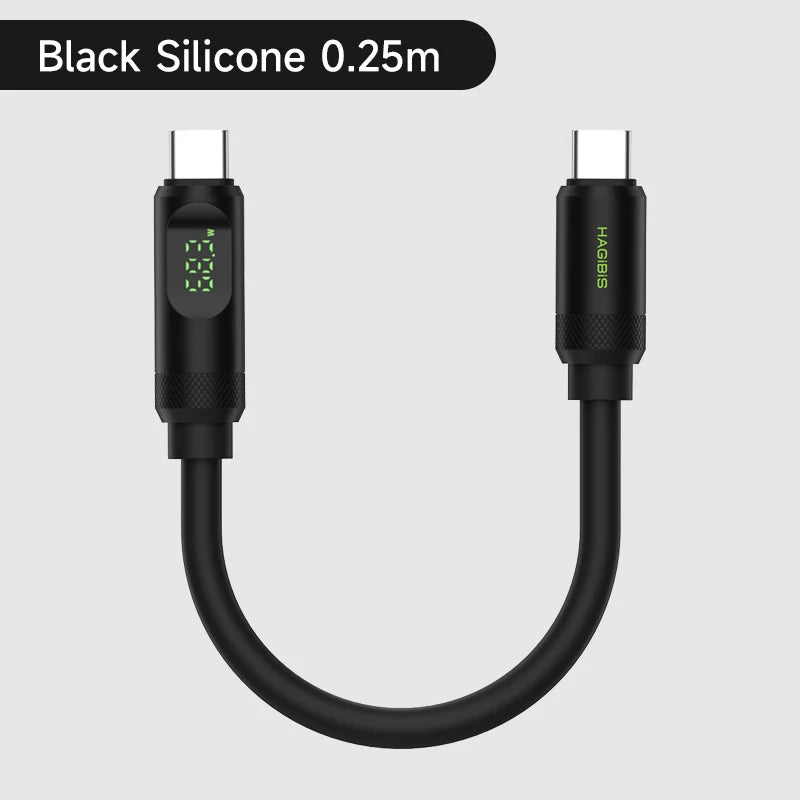 USB C to USB C Short Cable 240W 40Gbps USB4 With LED Display Hagibis