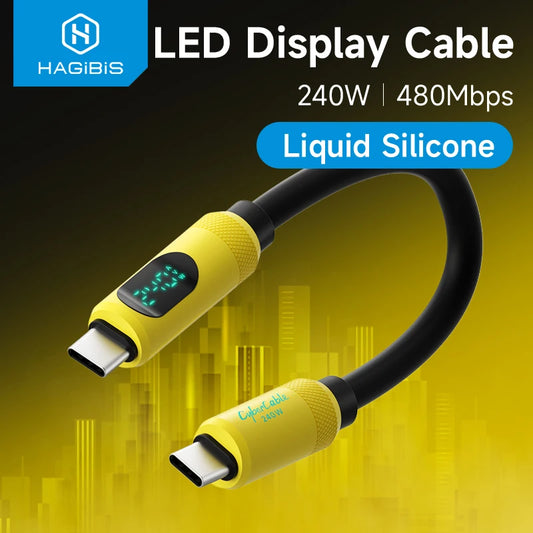 Short USB C Cable with LED Display