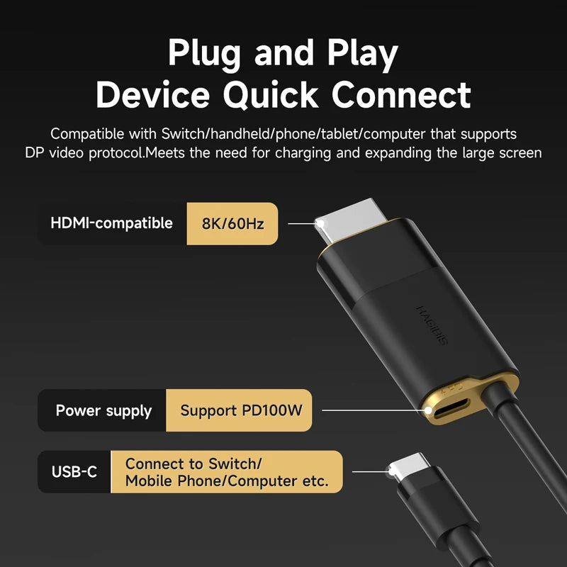 Video Cable 8K 60Hz USB-C to HDMI 2.1 Hagibis