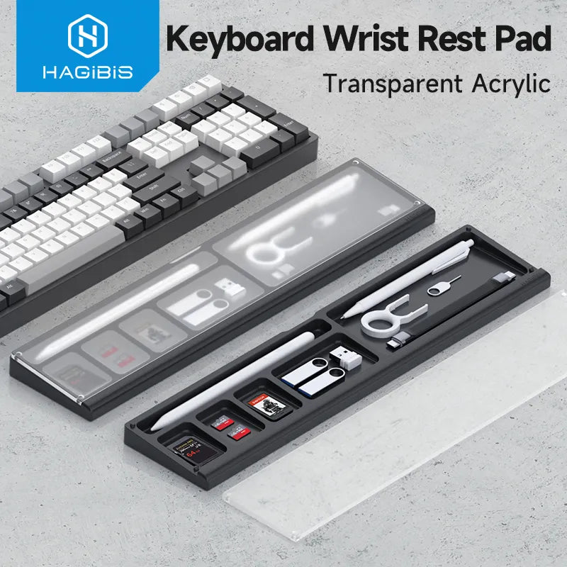 Keyboard Wrist Rest Pad Acrylic with Storage Case Hagibis