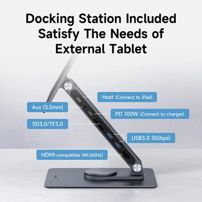 Magnetic Stand with Hub USB C for iPad Pro M4 Hagibis