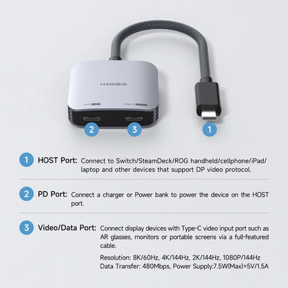 USB-C-Splitter 100 W 4K/60 Hz 2 in 1 