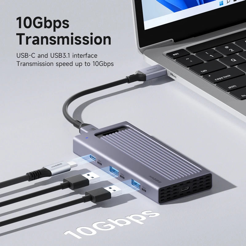 M.2 SSD-Festplattengehäuse mit magnetischer Abdeckung für USB-C-Hub