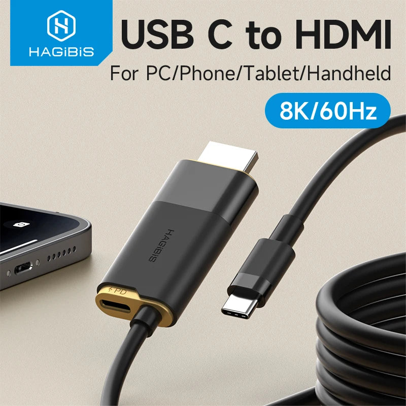 Video Cable 8K 60Hz USB-C to HDMI 2.1 Hagibis