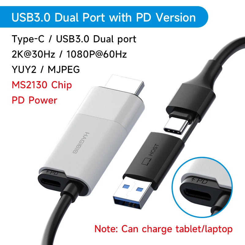 Video Capture Cable HDMI to USB-A/Type-C Hagibis