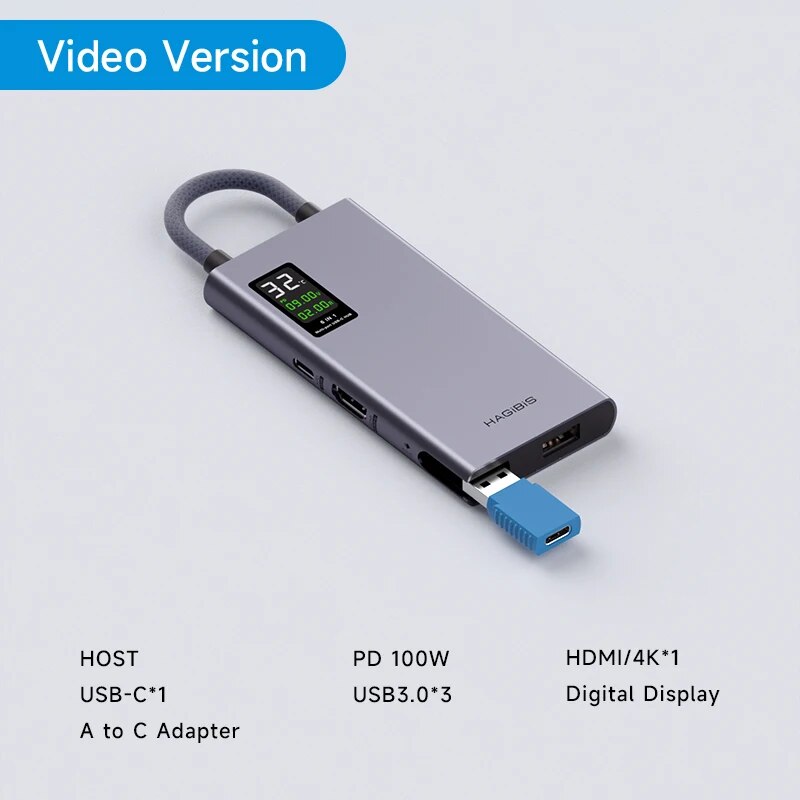 USB C Hub With LCD Display Type C Multiport