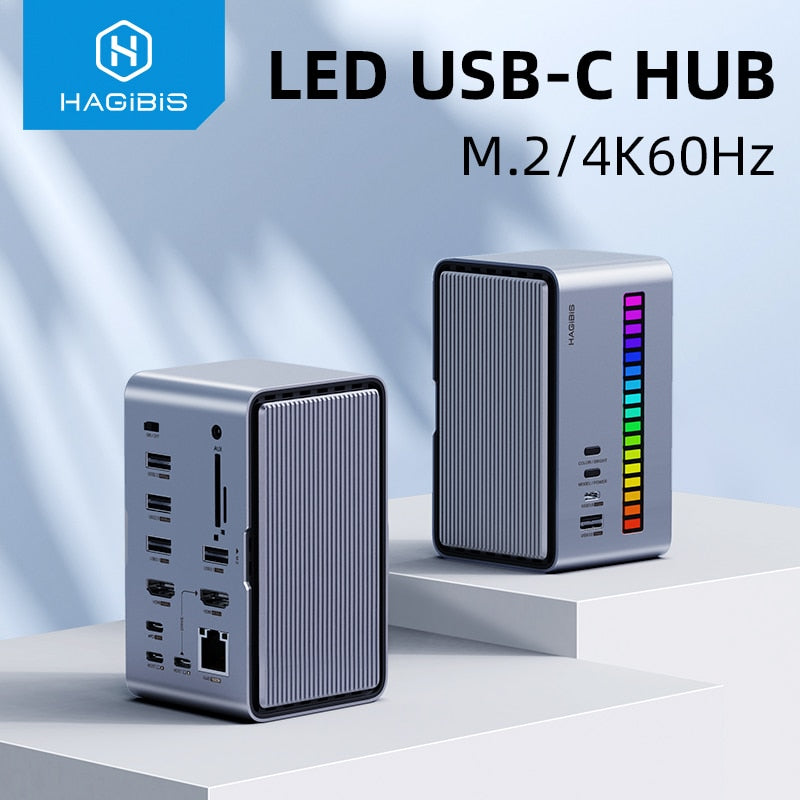 LED Strip Light USB C Docking Station Hagibis